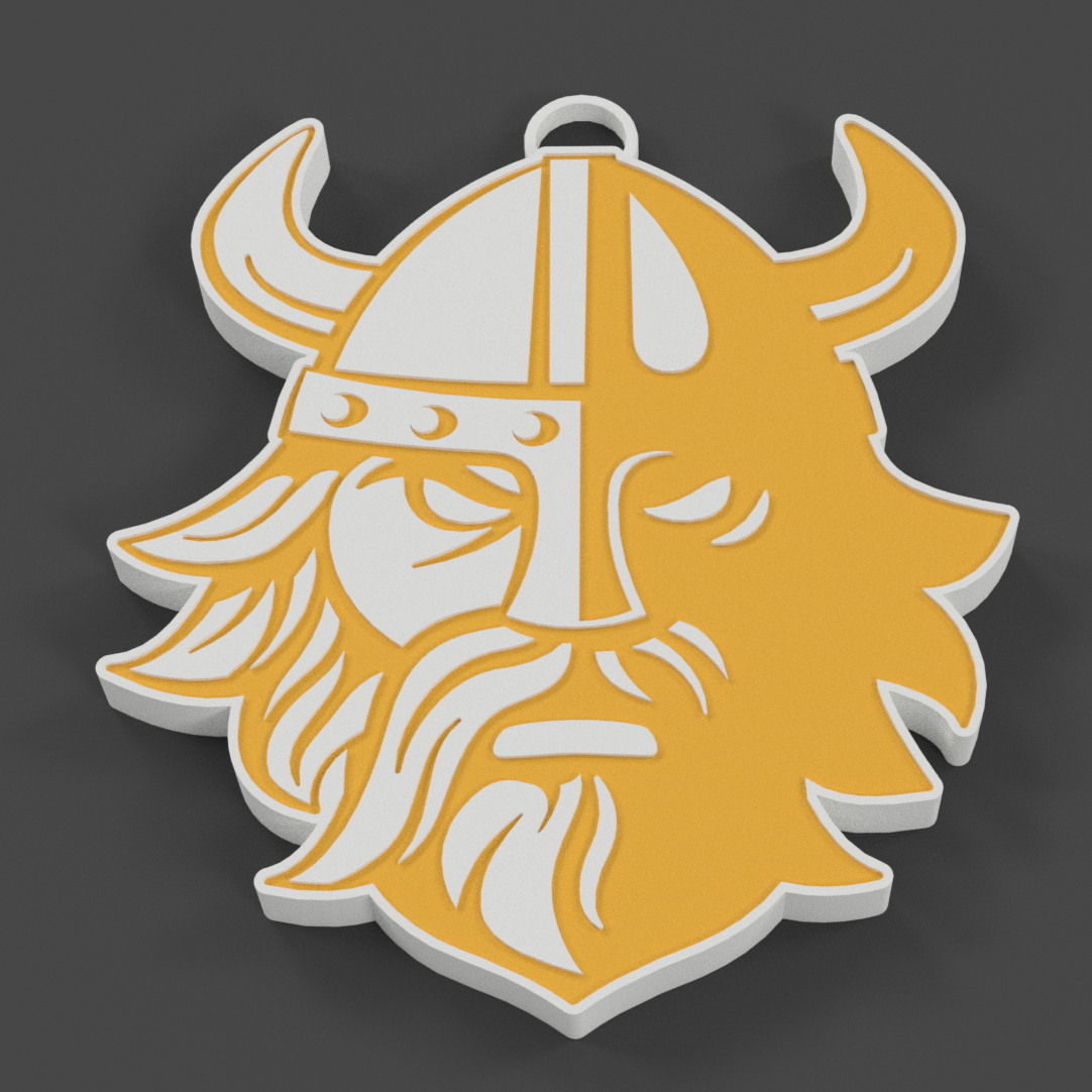 Viking head emblem on a dark background